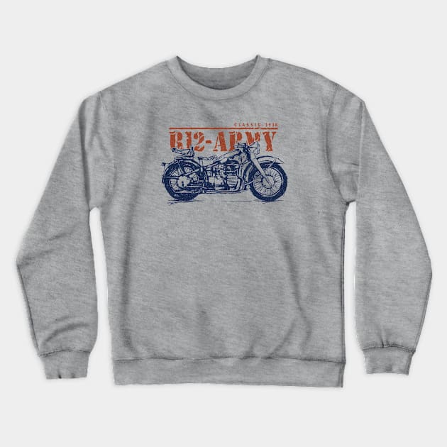 VINTAGE MOTORCYCLE - CLASSIC ARMY Crewneck Sweatshirt by HelloDisco